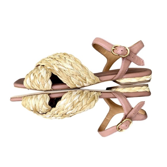 NEW Tory Burch Kira Quilted Raffia Ankle Strap Flat Sandal Size 8.5 - Picture 3 of 3